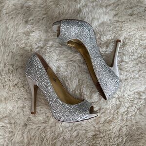 Benjamin’s Adams Crystal Peep-Toe Heels